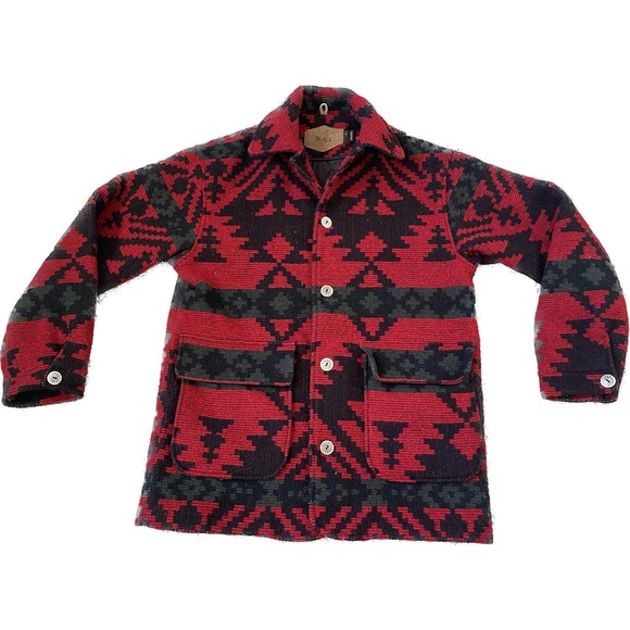 Vintage WOOLRICH USA Small Mens Wool Aztec Southwest Chore Barn Jacket Coat VTG
